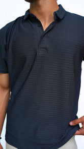 Men's Navy textured imported polo shirt